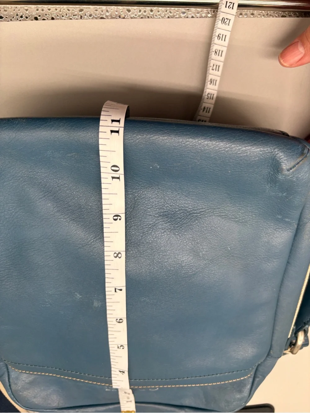 Coach Blue Leather Crossbody Messenger Bag Adjustable Strap Men’s